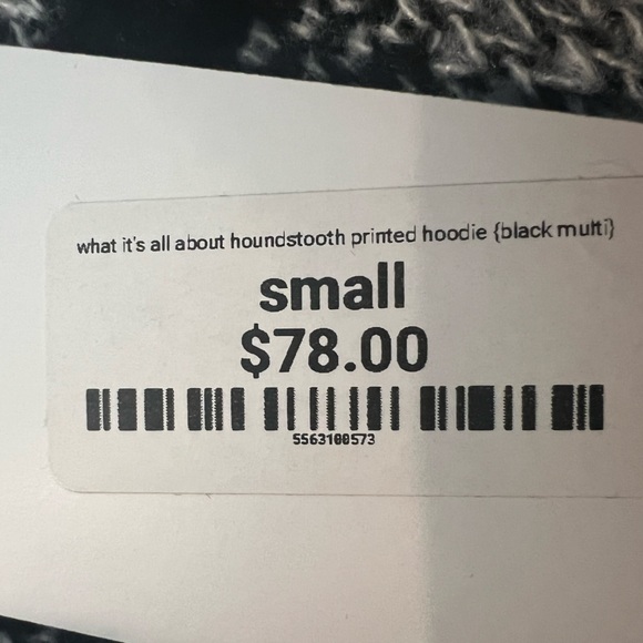 POL What it’s all About Houndstooth Sweater Hoodie NWT SZ Small Soft Fuzzy Boxy - Picture 4 of 16